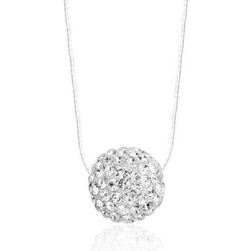 Silverlina Silver Crystal Stone Ball Lady Necklace