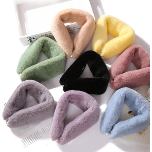 Scarf Thick Warm Winter Female Velvet All-Matching Korean Students Scarf Pearl Small Scarf