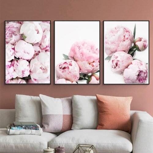 Nordic Minimalist Posters and Prints Pink Peony Flower Kids Room Decor Canvas Painting Wall Art Picture for Living Room No Frame