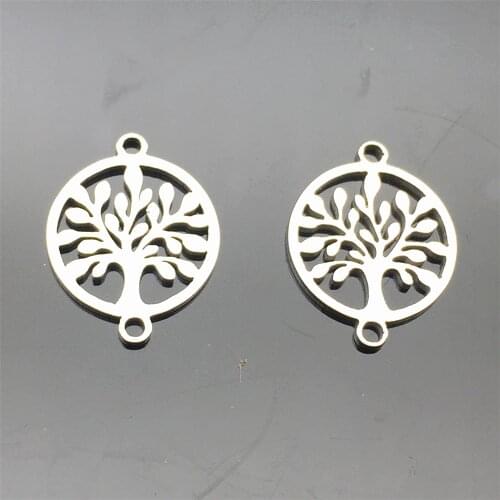 Stainless Steel Never Fade 6Pcs Christmas Tree Life Tree Connector Necklace Bracelet Handmade Findings Diy Jewelry Making