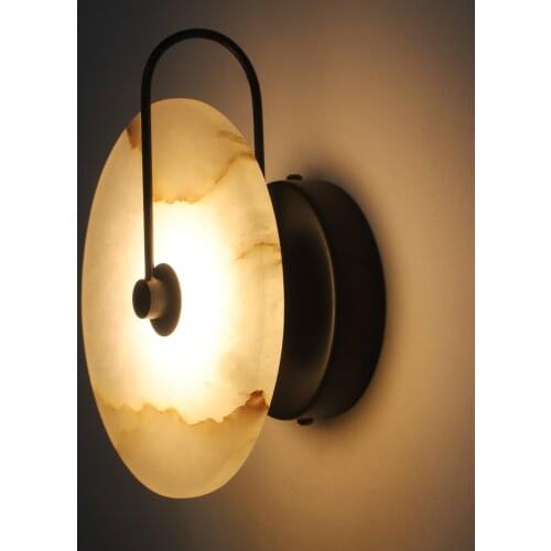 Modern creative wall lamp round Marble Lampshade LED designer wall lamp for Home art Decor Bedroom Gold natural stone lamp