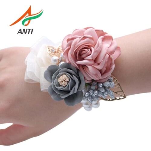 ANTI Prom Hand Flowers Red Best Man Wedding Boutonniere Mens Lapel Pin Groom Buttonhole Bride Mother Wristlet Corsage In Stock