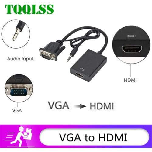 TQQLSS VGA to HDMI compatible converter adapter output 1080PHD with audio VGA2HDMI TV AV to HDTV video cable converter adapter