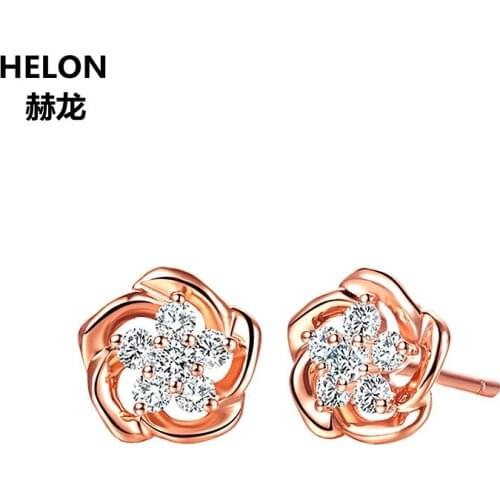 Solid 14k Rose Gold SI/H Full Cut Natural Diamonds Stud Earrings Engagement Wedding Anniversary Party Fine Jewelry Earrings