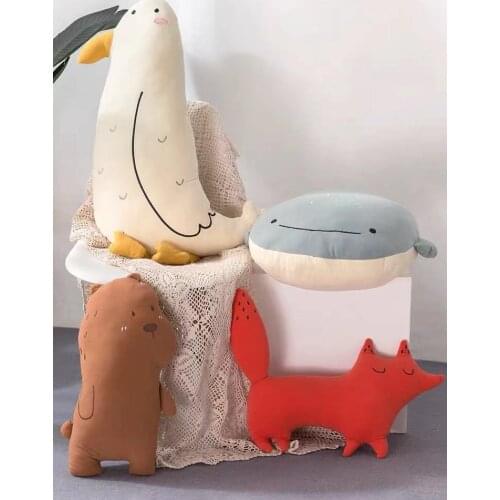 Mountchen Kids Room Decoration Animal Cushion Fox Bear Whale Pillow Kids Baby Boy Nursery Decoration Kids Girl Room Decoration