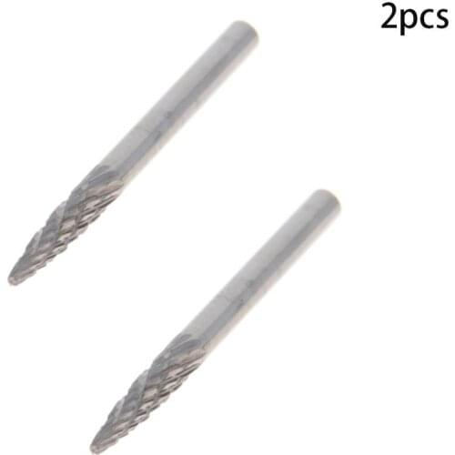 Utoolmart Model 2/3/4/5/6/7 Rotary File Tungsten Steel Alloy Cone Grinding Head Milling Head Wood Carving Double-cut 1~2pcs