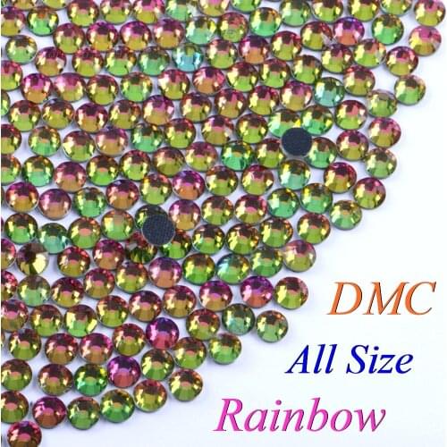 All Size! Rainbow, DMC Hotfix Rhinestone SS6 SS10 SS16 SS20 SS30 Glass Crystals Stones Hot Fix Iron-On FlatBack With Glue