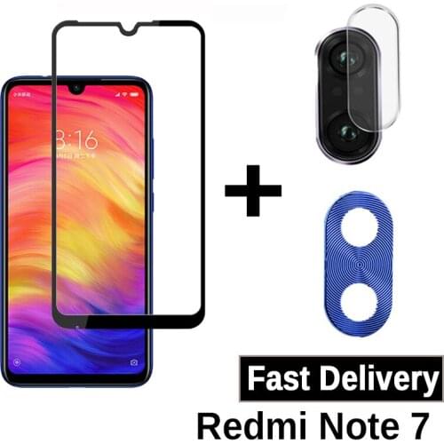 3 in 1 Protective Glass For Xiaomi Redmi Note 7 Camera Screen Protector Safety Film Lens Tempered Glass For Redmi Red mi Note 7