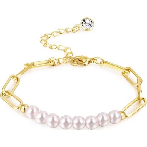 Fashion Peal Bracelet For Women Imitation Pearls PaperClip Chain Bracelets Adjustable Minimalist Party Jewelry Gifts 2021 New