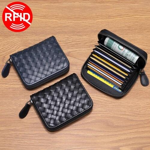 Womens Sheep Leather Credit Card Holder 2021 Fashion Organ Mens Business Card Bag Woven Mini Couple Coin Purse Luxury Brand