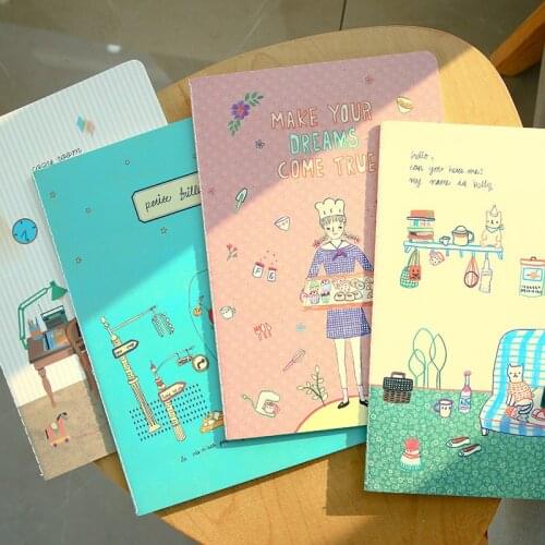 1Book Random B5 Kawaii Cartoon Notebook Line Inner Page Notepad Office School Supplies Gift
