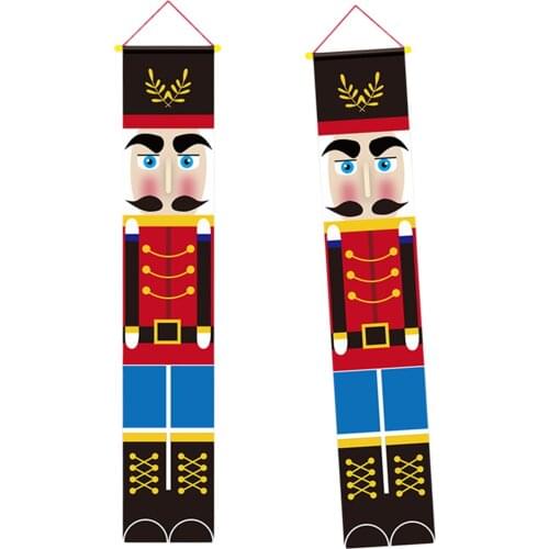 1 Pair Merry Christmas Nutcracker Door Banner Soldier Model Festival Holiday Clearance Decor Indoor Outdoor Home Wall Window