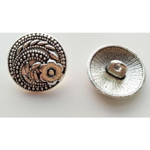 10pcs/lot One-Hole Flower Buttons Sewing-On Antique Silvery Button For Clothes Fashion Craft For DIY Decoration Round 16mm