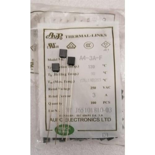 100pcs AUPO Square Thermal Fuse A4-3A-F 130 degrees 3A 250V RH130
