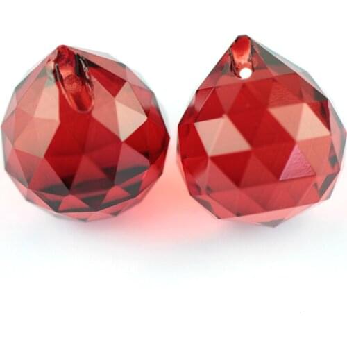15mm-40mm Red Faceted Crystal Glass Ball Prism Chandelier Parts Hanging Pendant Lamp Ball Wedding/Home Decor