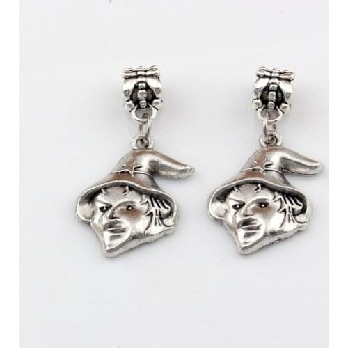 20pcs/ Lot Zinc Alloy *UGLY WITCH* Dangle Charm Beads Fit European Beads Bracelet DIY Accessories 16.5x37mm A-445a
