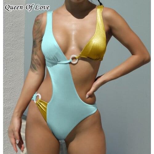 2021 Sexy One Piece Swimsuit Women Push Up Halter Swimwear Women High Cut Womens Swimsuit Bathing Suit Female Monokini