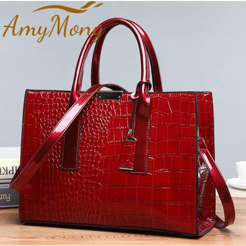 Women Fashion Pantent Leather 3 Sets Messenger Bags Crocodile Female Crossbody Shoulder Handbags for Ladie 2021 High Quality Sac