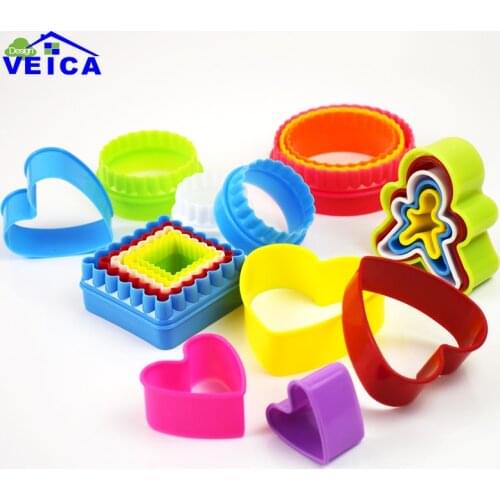 5pcs/set 4 Different Shaped plastic Cake mold cookie cutter biscuit stamp Sugar Craft cake decorations