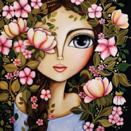 AB Drill 5D Diamond Painting Cartoon big eyed girl diamond Embroidery Cross Stitch Kit Velvet canvas lace Home Decoration