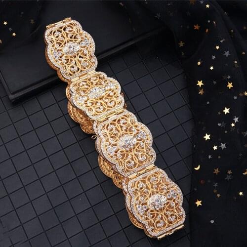 Free Shipment of Moroccan Gown Wedding Gold Silver Metal Belt for Women with Crystal Waist Chinese Body Jewelry