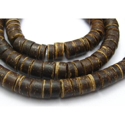 2 Strands of 22" Natural Dark Coconut Heishi Beads 8mm