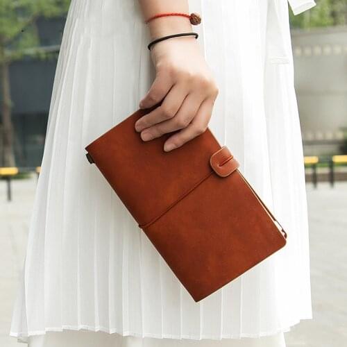 Candy Color A6 PU Leather Strap Travel Notebook Diary Notebook and Journal Planner Organizer Note books For School Stationery