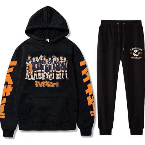 Haikyuu Tracksuits Kuroo Anime Bokuto Manga Shoyo Volleyball Hoodie Pants Casual Jogging Suits Harajuku