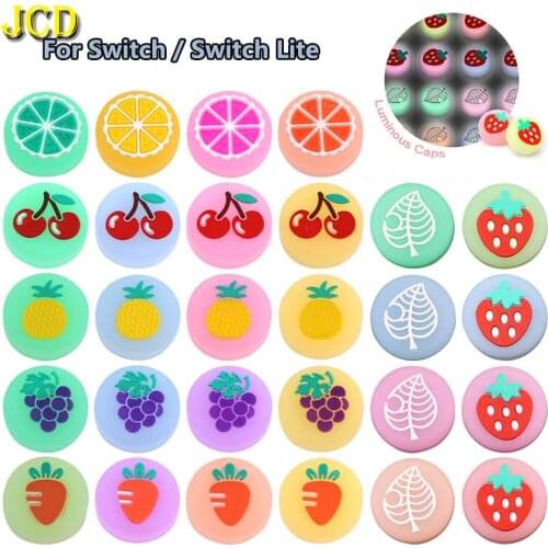 JCD 4PCS Luminous Tree Leaf Fruit Thumb Stick Grip Cap Joystick Cover For Switch Lite Joy-Con Joycon Controller Thumbstick Case