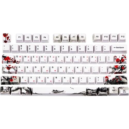 Korean Japanese Plum Blossom PBT Five sides Dye-subbed 110 Keys OEM Profile Keycap for Diy Mechanical Keyboard Keycaps