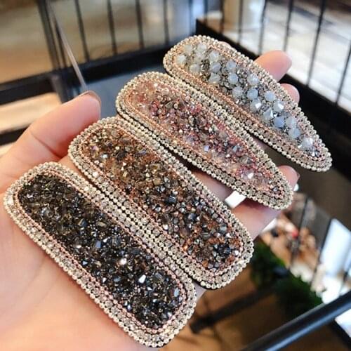 Square Shiny Rhinestone Barrette Hairpins Spring Clip Baroque Full Crystal Broken Rhinestone Wedding Hair Accessories Jewelry