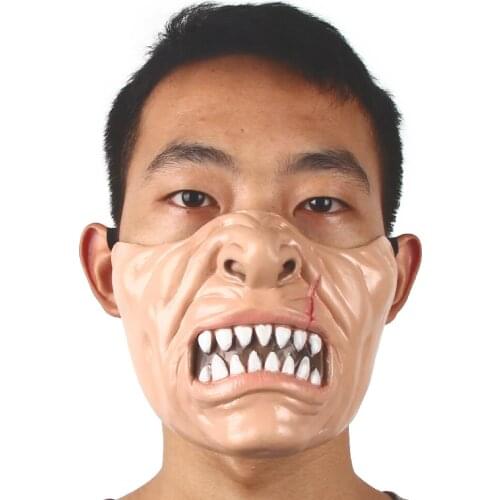 Half Face Latex Mask Halloween Scary Fangs Masks Cosplay Horror Monster Costume Accessories