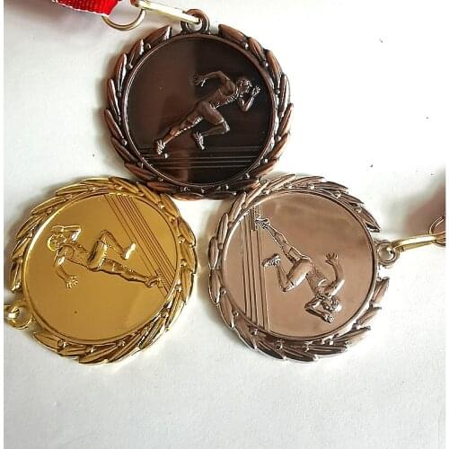 Mens Track And Field Running Medal Gold Silver Bronze Motion Honor Communication Ability/Self-Confidence Developing 5.0 CM