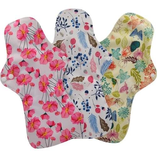 Organic Bamboo Washable Hygiene Sleep Mama Menstrual Pads Heavy flow Sanitary Pads Lady Napkin Cloth Pad Reusable Pads 3PCS/PACK
