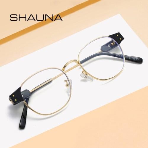 SHAUNA Anti-Blue Light Fashion Round Eyeglasses Frame