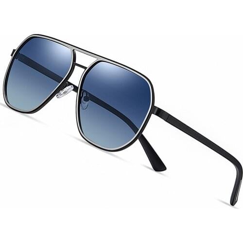 Mens Metal Sunglasses Polarized Cool Aviation Style Square Driving Shades UV400 Alloy Sun Glasses With Free Box