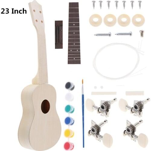 Sale 23 Inch Ukulele DIY Kit Rosewood Fingerboard Hawaii Guitar for Handwork Painting Parents-child Campaign