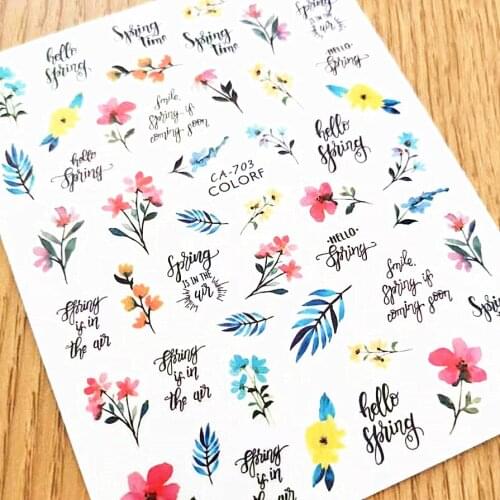 Newest CA703 flower design nail art sticker decal stamping back gule DIY decoration for nail tools