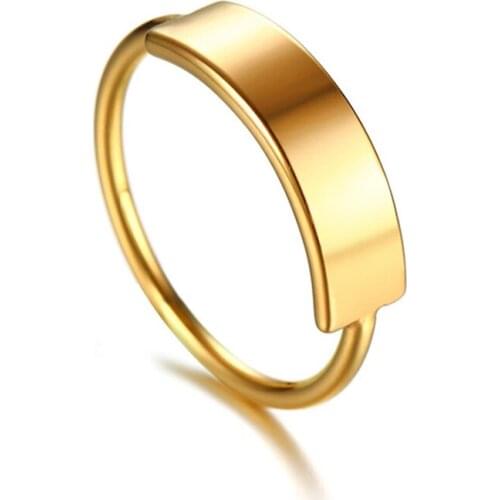 Female Fashion Gold Color Ring High Quality 316L Stainless Steel Wedding Band Engraving Customized Name Words Jewelry