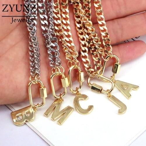 5PCS, Alphabets letter necklace chocker for women curb chain jewelry choose letters