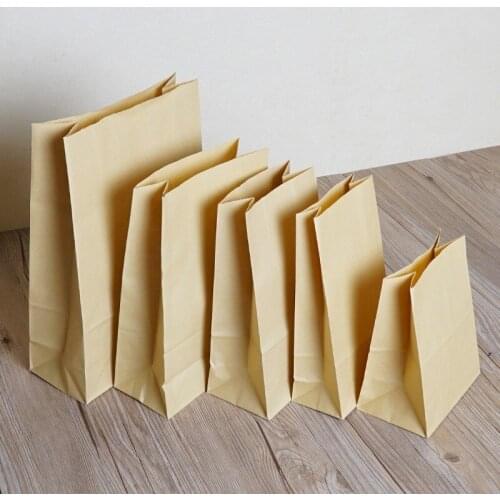 18*11*32cm 20Pcs/Lot Kraft Paper Bag Brown Retro Kraft Party Bag For Dessert Bread Candy Cookie Hamburger Snack Food Package Bag
