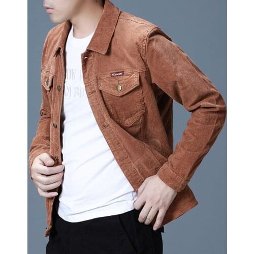 Coat mens spring and autumn new trendy Japanese retro trim collar short lamp grass velvet work jacket