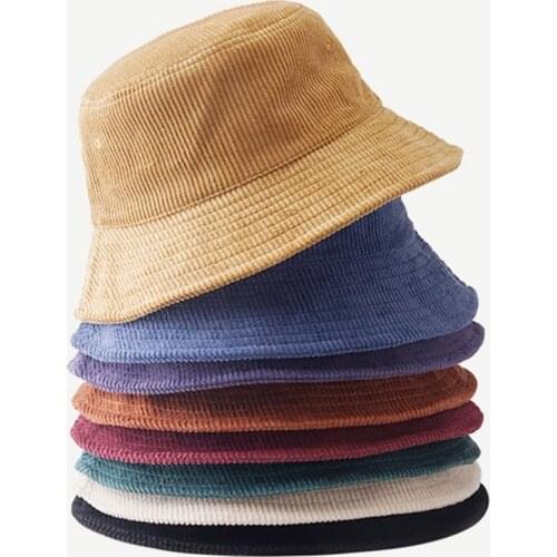 New Corduroy Bucket Hats Women Casual Fisherman Hat Men Autumn Winter Warm Basin Hat Plain Shade Cap Panama Solid 9 Colors