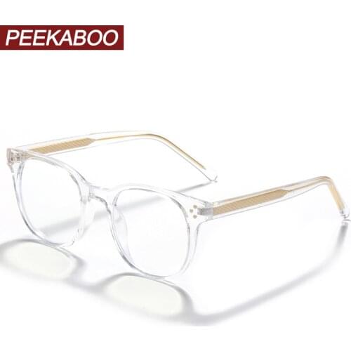 Peekaboo tr90 glasses women ultralight transparent anti blue light square eyeglasses for men computer green brown unisex
