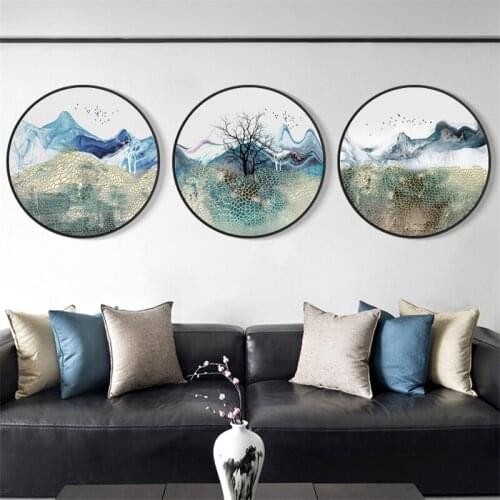 Traditional Chinese Geometry Landscape Mountain Art Canvas Poster Painting Wall Picture Print Home For Living Room Office Decor