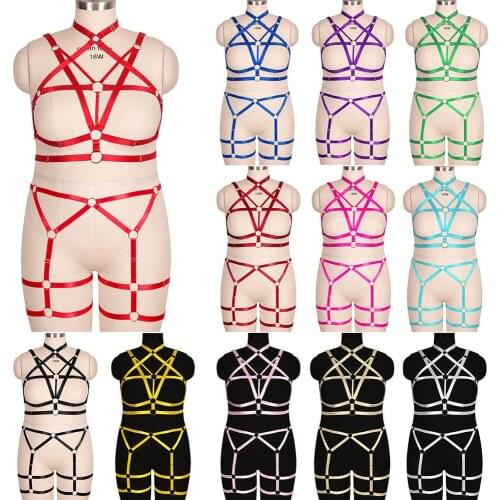 Body Stockings Garter Belt Plus Size Necklace Hanging Plump Woman Light Sexy Bride Foot Bandage Goth Chest Harness Sexy Lingerie
