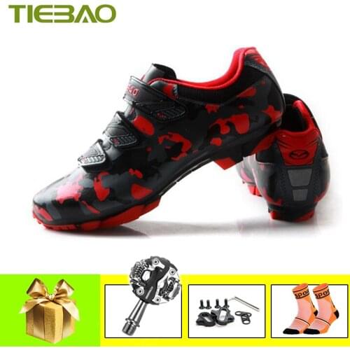 Tiebao Professional MTB Cycling Shoes Mountain Bike Athletic Bike Shoes Self-Locking Riding Bicycle Shoes SPD Pedals Sneakers