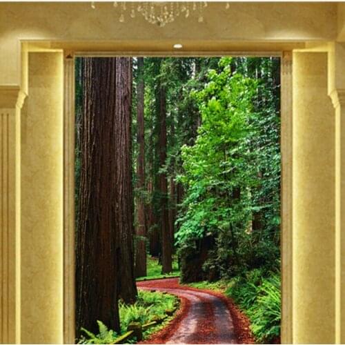 Drop Shipping Custom 3D Photo Wallpaper Beautiful Lush Green Cedar Forest Landscape Background Mural Hotel Decorative Wallpaper