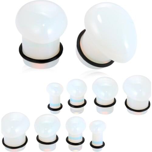 2pcs/lot White Opalite Stone Drop Ear Plug and Tunnels Single Flared Ear Gauges Piercing Oreja Earring Expander Piercing Jewelry
