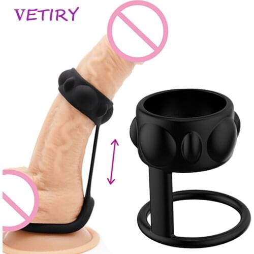 Silicone Penis Ring Dual Ring Delay Ejaculation Beads Vagina Massage Penis Enlargement Cock Ring Scrotum Bind Sex Toys for Men